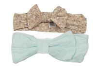 2x čelenka - světlemodrá + růžovohnědá s květinami 