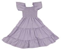 Fialové šaty s volány