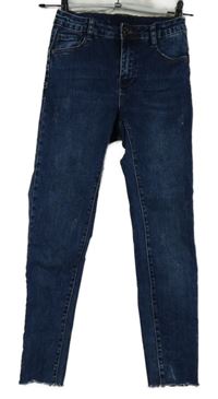 Dámské tmavomodré kotníkové roztřepené rifle s prošoupáním Laulia