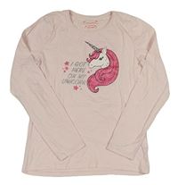 Světlerůžové triko s jednorožcem Primark