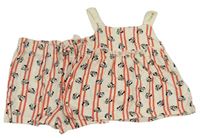 2set - Smetanovo-červený pruhovaný top s Minnie + kraťasy Disney