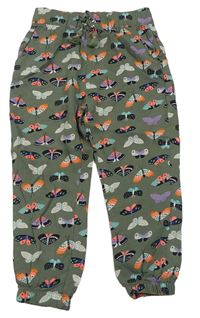 Khaki volné cuff kalhoty s motýly H&M