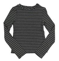 Černo-stříbrné pruhované crop žebrované triko F&F