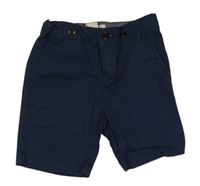 Tmavomodré plátěné chino kraťasy H&M