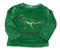 Zelená chlupatá mikina s dinosaurem zn. V by Very