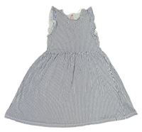 Tmavomodro-bílé pruhované bavlněné šaty H&M