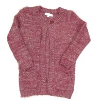 Růžový melírovaný pleteno/chlupatý cardigan Charles Vögele