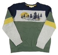 Tmavomošedo-šedo-khaki mikina se stromky Kids