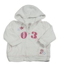 Bílá propínací mikina s číslem a kapucí Next