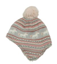 Šedo-korálová vzorovaná čepice s jednorožci a bambulí George