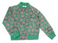 Zelený šusťákový podzimní bomber s růžovými listy H&M