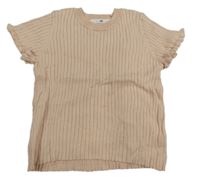 Světlepudrové žebrované úpletové tričko H&M