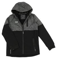 Černoš-edá žíhaná softshellová bunda s kapucí Chapter young