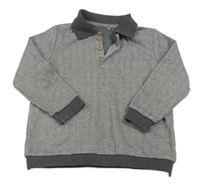 Tmavošedo-bílá vzorovaná mikina s límečkem George