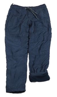 Tmavomodré vzorované šusťákové zateplené kalhoty C&A