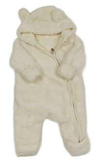 Smetanová chlupatá podšitá kombinéza s kapucí H&M