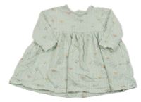 Bílo-zelenkavé pruhované šaty s kytičkami George