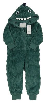 Nové - zelená chlupatá kombinéza s kapucí - dino F&F