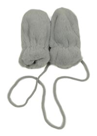 Šedé chlupaté zateplené rukavice se šňůrkou Topomini