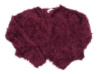 Vínový chlupatý propínací svetr 