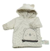 Nové - Bílá minky podšitá mikina s medvídkem a kapucí 