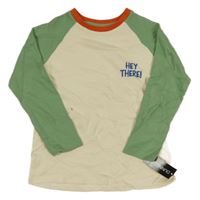 Nové - Béžovo-zelené žebrované triko s nápisem Dunnes