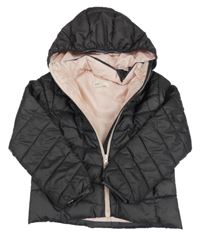 Černá šusťáková prošívaná lehká zateplená bunda s kapucí H&M
