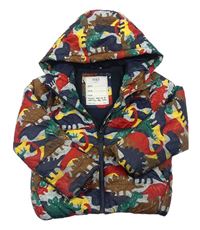 Šedo-barevná šusťáková zimní bunda s dinosaury a kapucí M&S