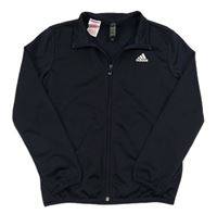 Tmavomodrá propínací sportovní mikina s logem Adidas