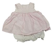 Světlerůžovo-bílé kostkované plátěné šaty se všitými kraťasy Mothercare 