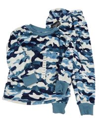 Modro-bílé army chlupaté pyžamo St. Bernard