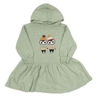 Zelenošedé teplákové šaty s tučňáky a kapucí H&M