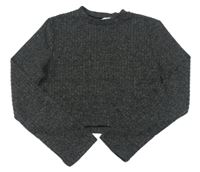 Tmavošedý žebrovaný crop svetr Primark