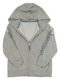 Šedá melírovaná propínací mikina s nápisem a kapucí George 