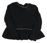 Černá halenka se zlatými proužky Massimo Duti