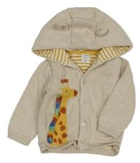Béžový propínací podšitý svetr se žirafou a kapucí John Lewis