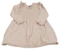 Světlerůžové svetrové šaty s volánky Matalan 