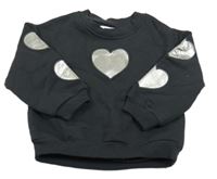 Tmavošedá mikina se srdíčky Zara 