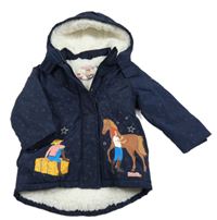 Nové - Tmavomodrá šusťáková zimní parka Bibi&Tina s kapucí 