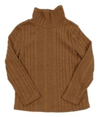 Hnědý žebrovaný svetr s rolákem Shein