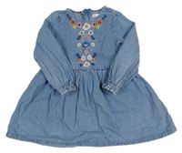 Modré riflové šaty s kytičkami M&S