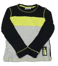 Černo-šedo-limetkové triko Pocopiano