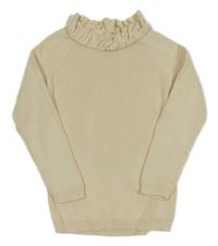 Smetanový žebrovaný svetr s volánky George 