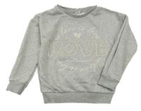 Šedá melírovaná mikina s nápisem Y.F.K.