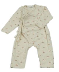 Smetanový pletený zavinovací overal s mašličkami Zara 