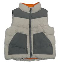 Béžovo-šedá šusťáková prošívaná zateplená vesta Primark