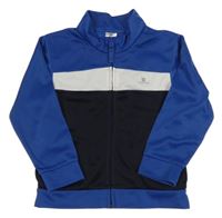 Kobaltově modro-tmavomodro-bílá propínací sportovní mikina Domyos