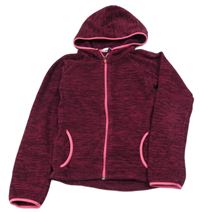 Vínová melírovaná fleecová propínací mikina s kapucí H&M