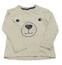 Béžové melírované triko s medvídkem H&M