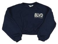 Tmavomodrá crop mikina s nápisem H&M